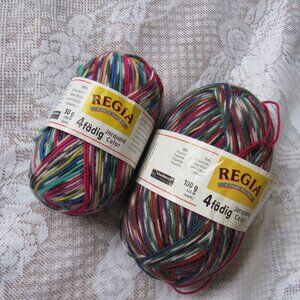2 balls of Regia yarn, total 150g, 75% wool, made in Germany